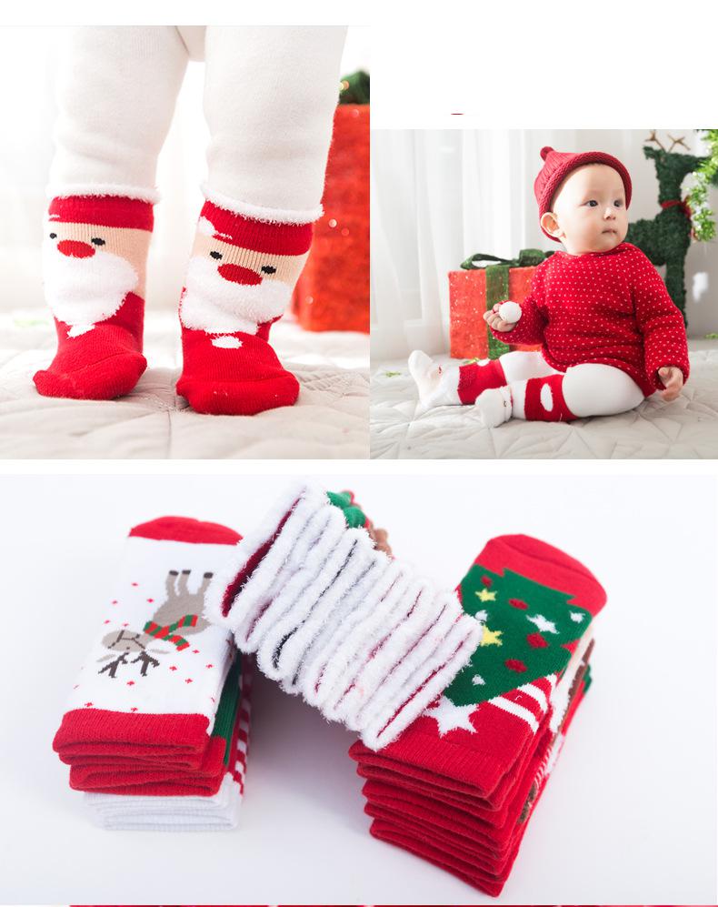 Herfst En Winter Baby Kleding Voor Meisjes Kerst Kinderen Sokken Verdikte Katoen Jongens Sok Cartoon Zuigelingen 4 Pairs/Een doos