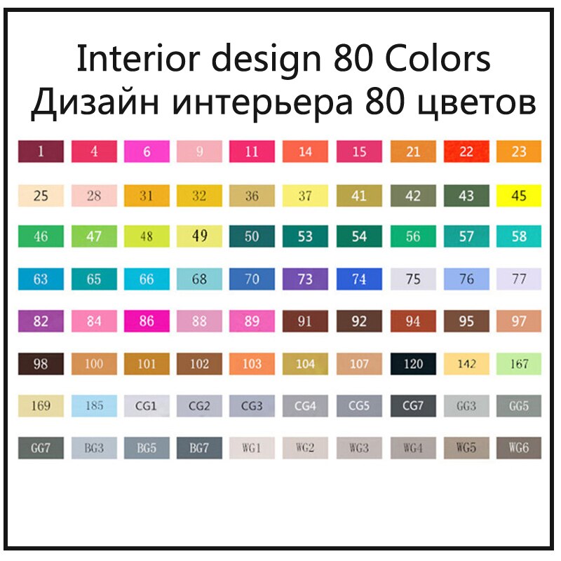 TOUCHNEW Alcohol Gebaseerd Markers Set Twin Glad Inkt Kleur Sketch Marker Pennen Finecolour Tekening Brush Pen Dessin Feutre Alcool: Interior-80
