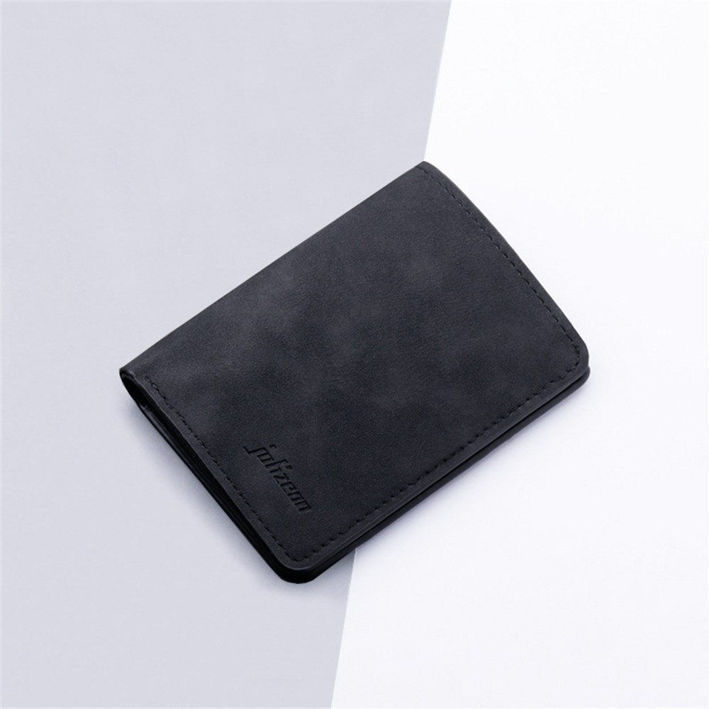 Stijl Mini Dunne Mannen Portemonnee Kaarthouder Mannen Purse Coin Pouch Kaarthouder Korte Verticale Pu Lederen Portemonnee: Black