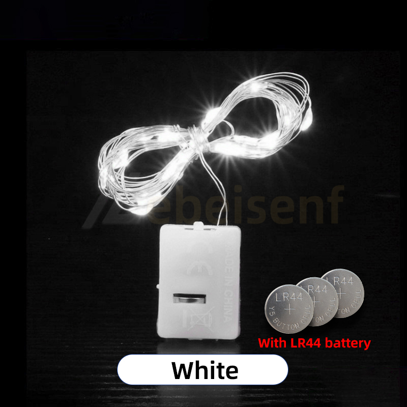 10/5 Stück LED-Lichterkette, 3-Modus-Lichterkette, Knopfbatterie, Weihnachtsdekoration, Party, Hochzeit, Garten, neuer Weihnachtsbaum, Jahresdekoration: WHITE / 0-5W / O