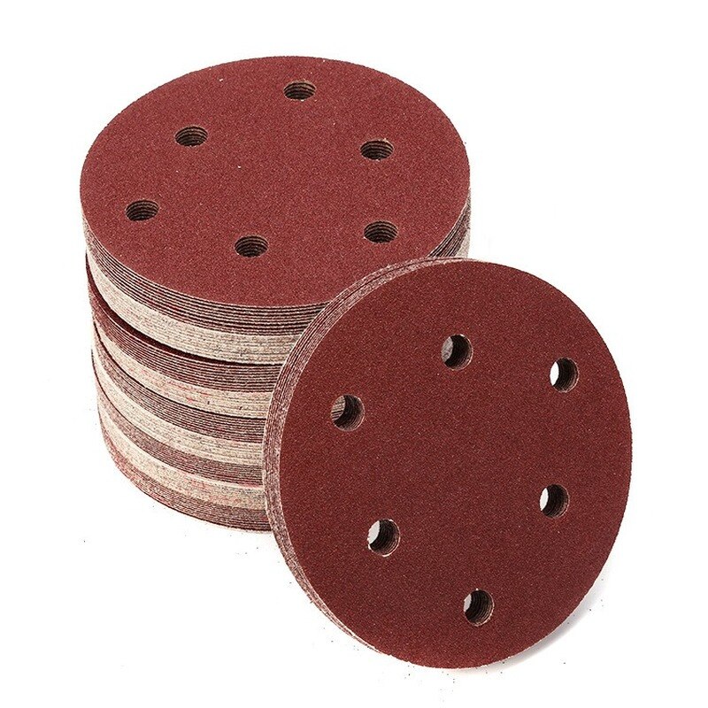 10Pcs Sandpaper Round Shape Sanding Discs Hook Loop Sanding Paper Buffing Sheet Sandpaper 6 Hole Sander Polishing Pad 125mm