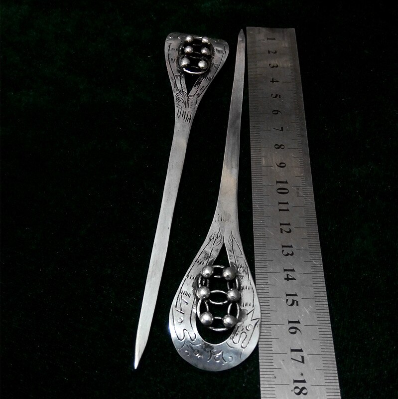 - handgemaakte miao zilveren thee klassieke vrouwelijke naald haarspeld stap schud kwast zilveren pu'er thee naald