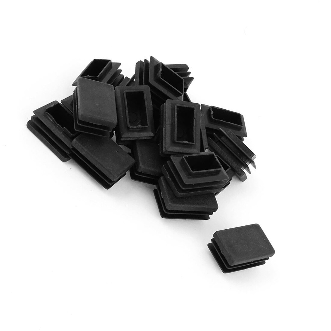 20 pcs Plastic Rectangular End Cap 30mm x 20mm Threaded Pipe Tube Insert Rubber feet