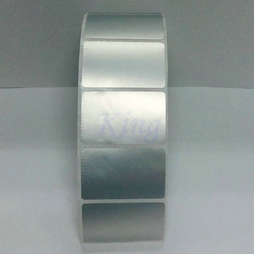 Silver PET Label Sticker 50x30mm 1500 Pieces/Roll Silver Label Waterproof Tearproof Oilproof For Product Label S/N Label