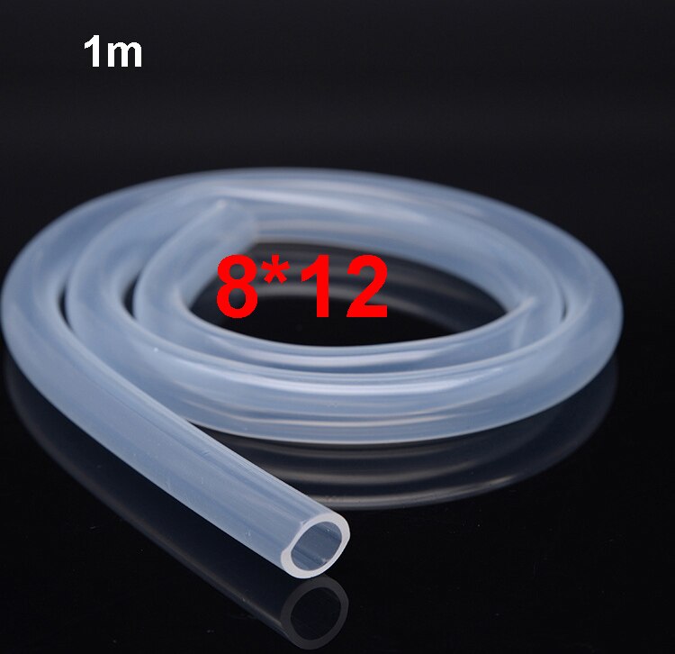 Mangueira resistente de alta temperatura 4/6/8/10/12mm id * od 1m tubo de silicone transparente silicone borracha unscented produto comestível: 8x12