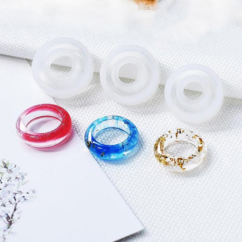 Kit de resina epoxi, moldes de silicona para anillo, gotero de 3 tamaños, joyería, anillos de 16/17/18mm, hechos a mano, accesorios, , 1 ud.