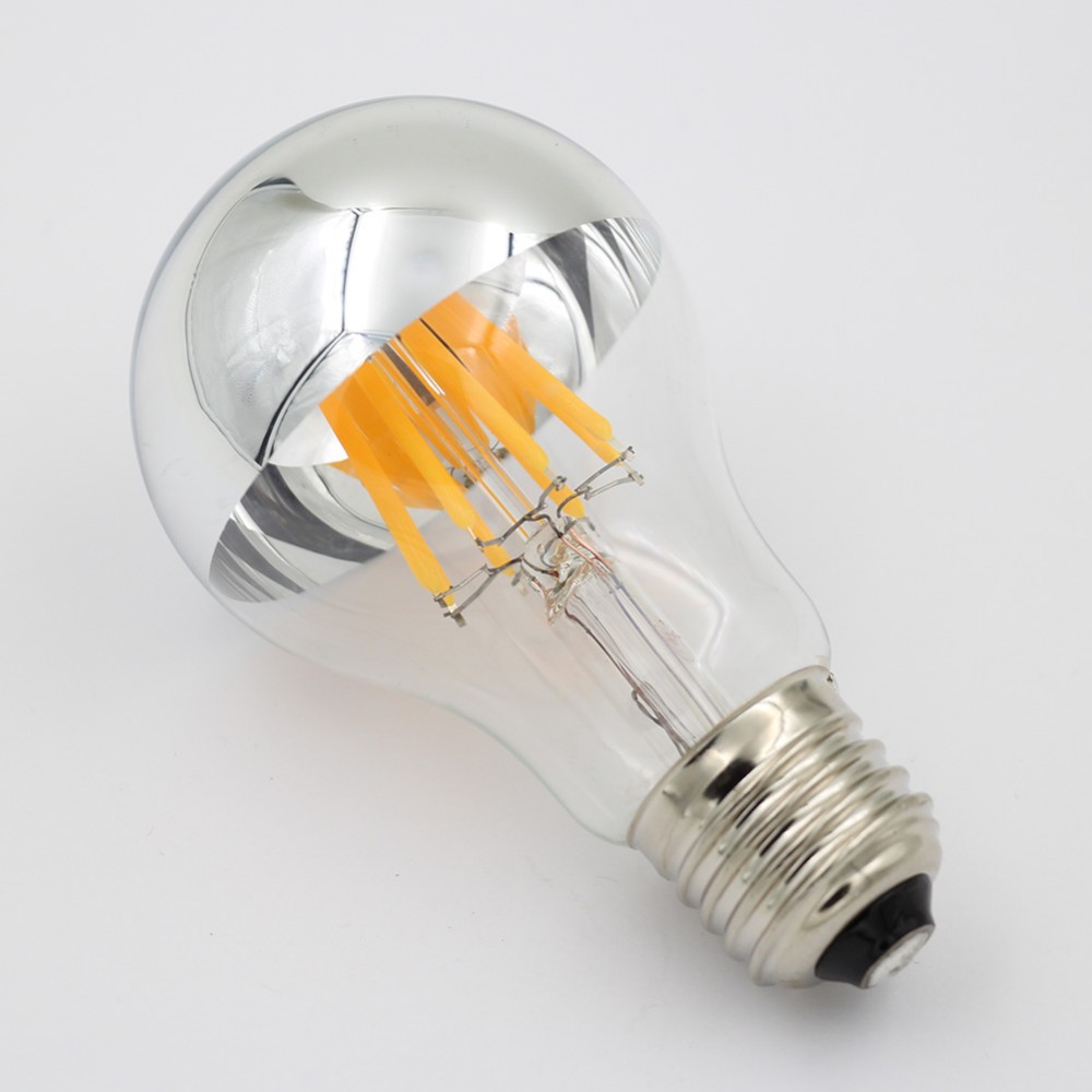 Bombilla Led Edison regulable A19 E27 4W 8W 220V cuenco plateado superior filamentos goteados bombilla Led medio cromo A60 corona lámparas de luz Vintage