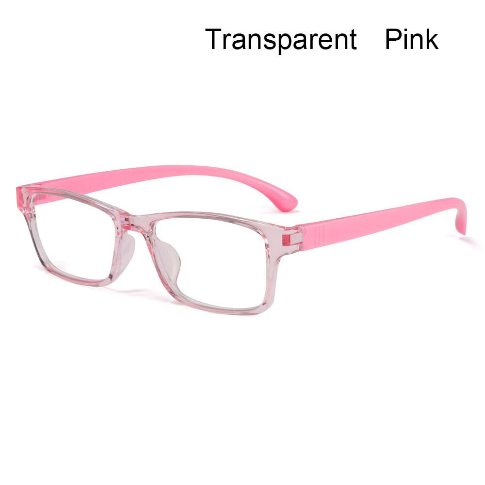 1PC Square Anti-blue Light Glasses for Children Soft Frame Goggle Ultralight Silicone Frame Glasses Kids Eyewear Vision Care: Transparent pink
