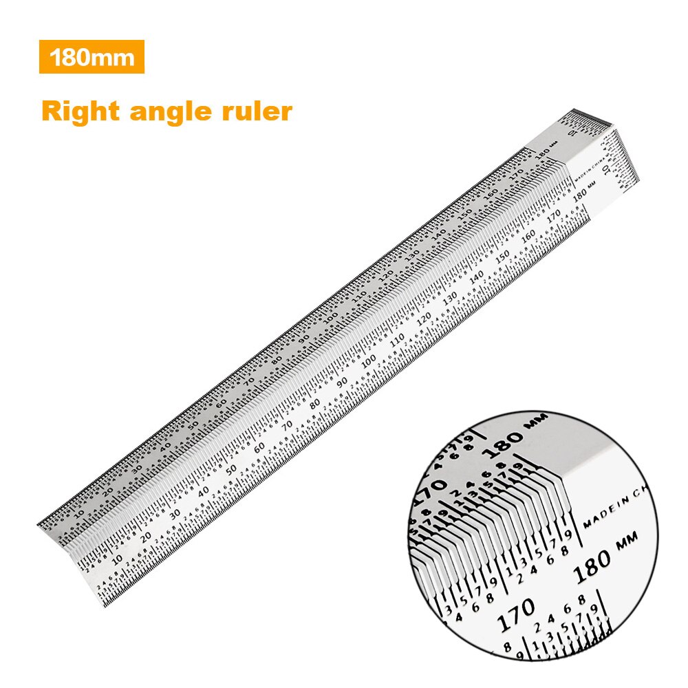 Pyssel hög precision linjal metall linjal t-typ hål linjal mätare snickare träbearbetning rita mark linje mätverktyg: 180mm