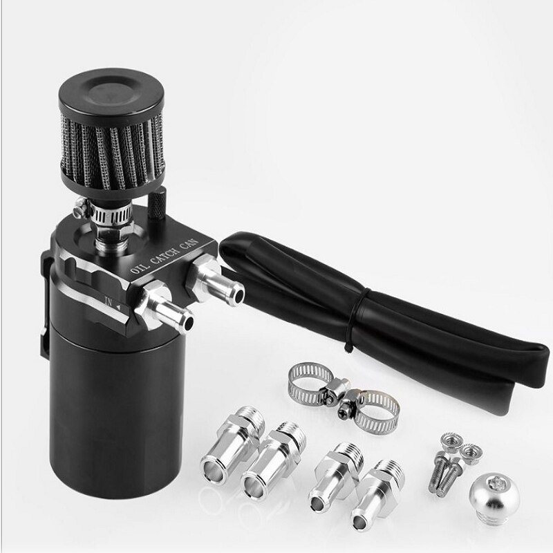 Aluminum Oil Catch Can Reservoir Tank Black Polish Baffled Universal