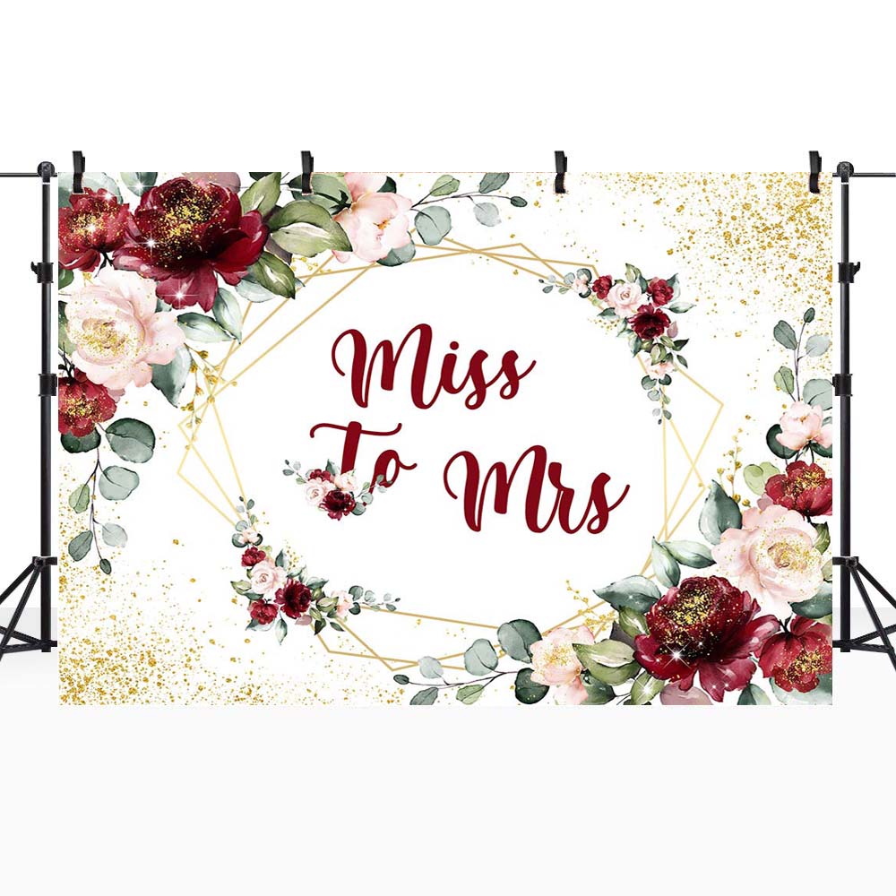 Mocassino rosso rosa fiori sfondo compleanno Miss to Mrs donna compleanno matrimonio foto sfondo cornice dorata puntini Banner personalizzato