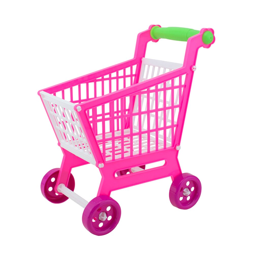 Mini Plastic Children Shopping Hand Trolley Cart for Kids Developmental Pretend Role Play Toy Playset