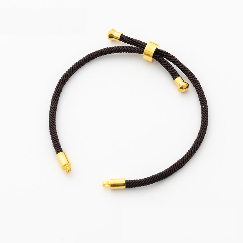 5 stk/parti 3mm svart rødt tau tilbehør justerbar lenke kjede for gjør-det-selv-koblinger sjarm armbånd smykkefremstilling: Brunt og gull