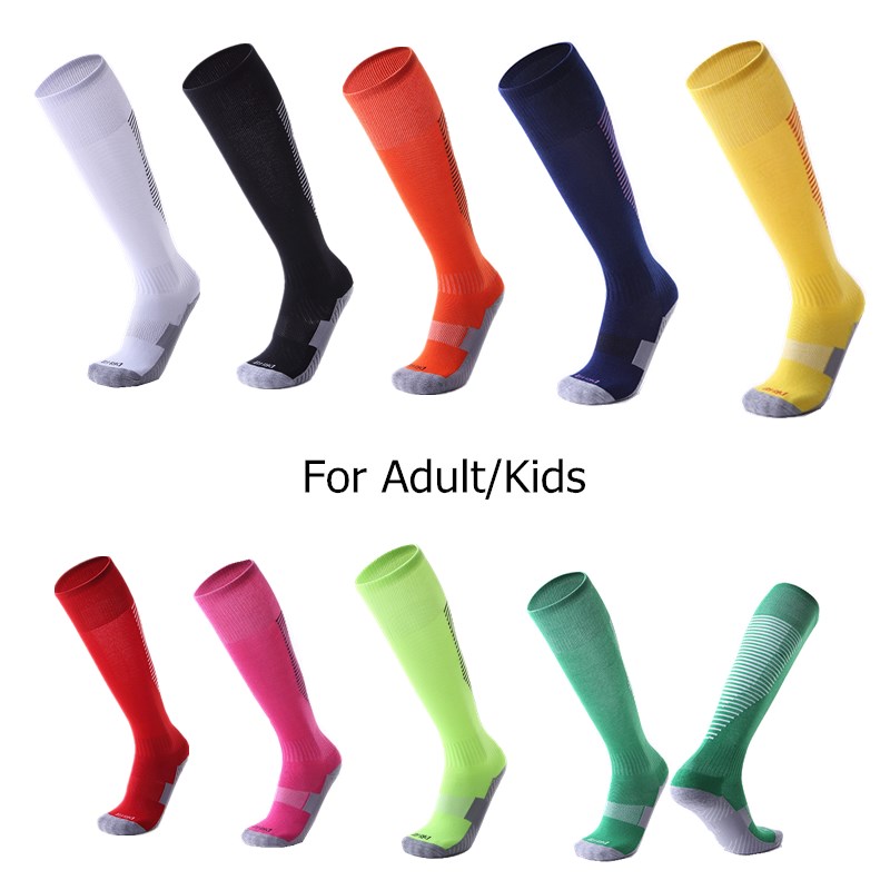 Adult Kids Sports Soccer Socks Color Stripe Long Stocking Knee High Football volleyball breathable Children Sock