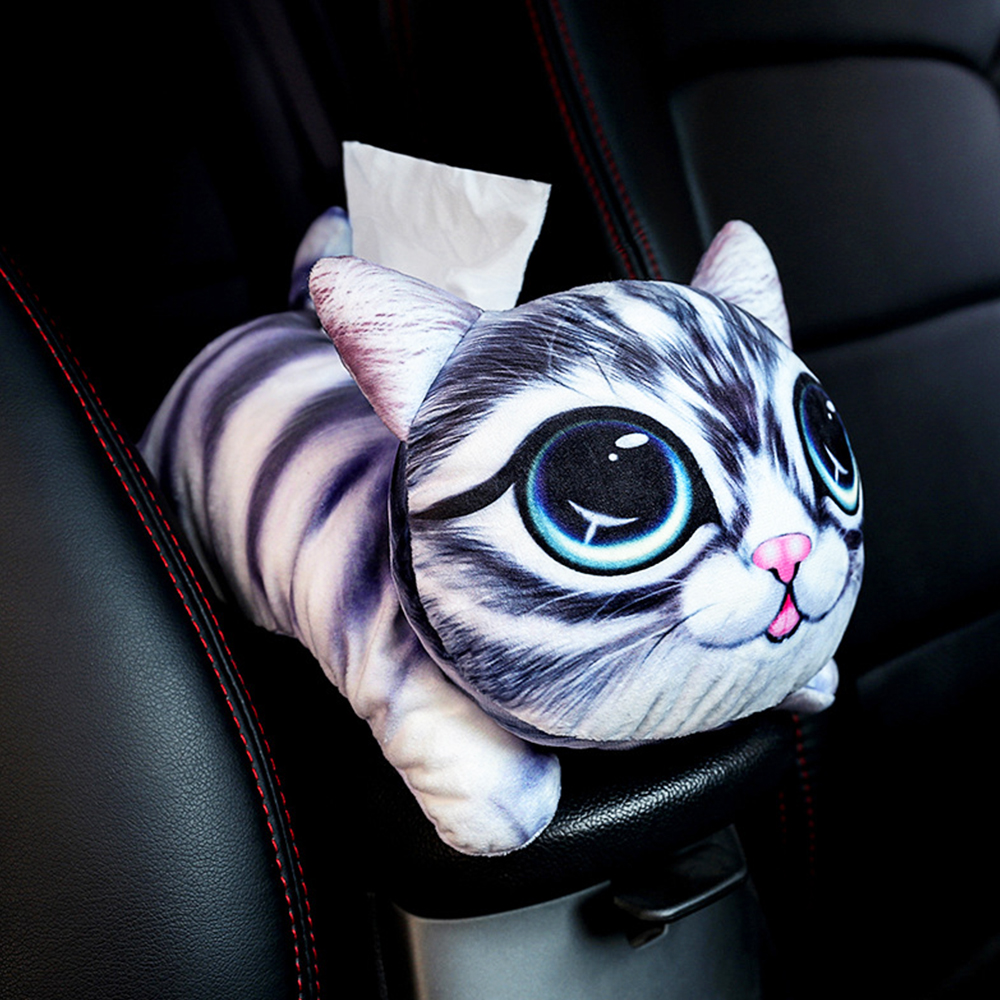 Boîte à mouchoirs créative 3D, chien de dessin animé mignon modélisation de voiture accoudoir siège pare-soleil porte-mouchoir pour chambre à coucher bureau décor: A