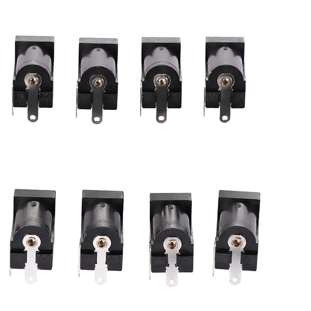 Duurzaam 10 Stuks Pcb Mount 5.5X2.1 Mm Vrouwelijke Dc Power Jack Plug Socket Connector Zwart 2.1 Socket Ronde de Naald