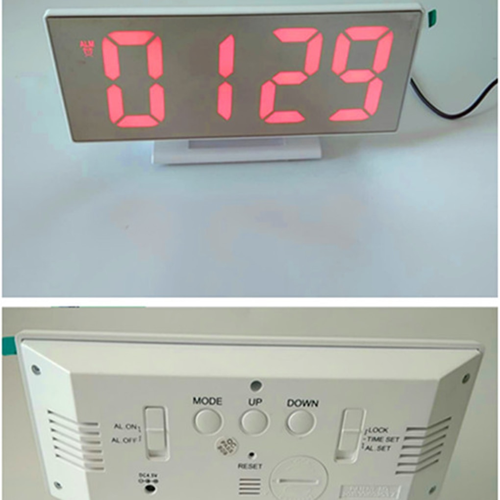 LED Mirror Digital Alarm Clock Electronic Watch Table Multifunction Snooze Night Display Desktop Alarm Clocks 12/24-hour System