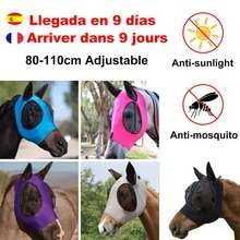 Adjustable Horse Fly Mask Mesh Eyes Ears Protection Cover Anti-UV/Anti-mosquito Fly Veil Equestrian for Pony/Cob/Horse