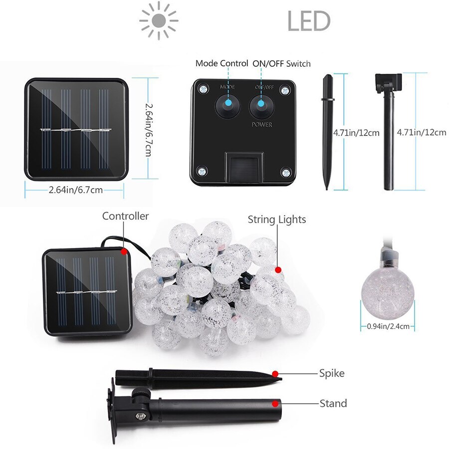 50 led solar havelamper led solcellelamper fe julekrystalkuglesnor lys vandtæt udendørs havebryllup hjem dekoration