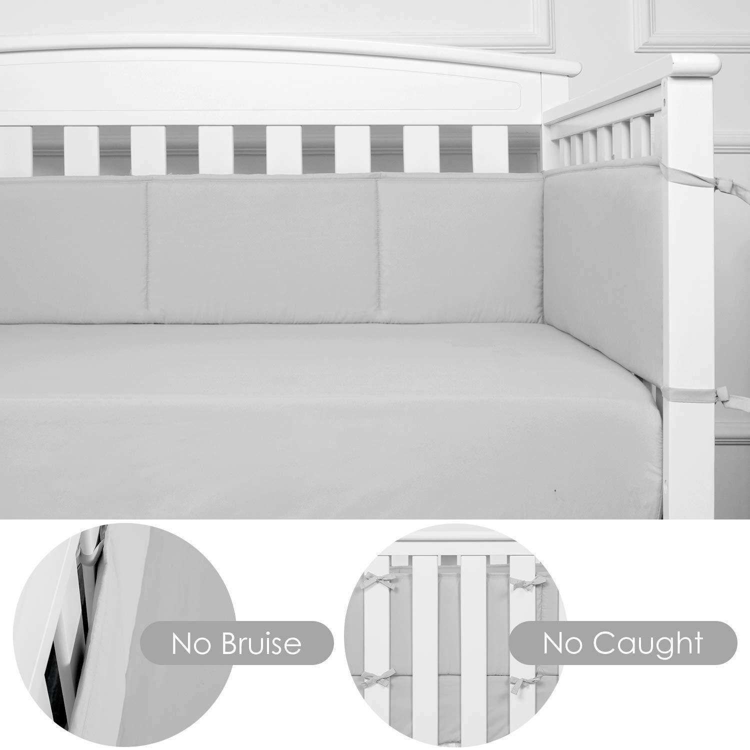 Breathable baby breathable mesh crib liner for mother and baby, 4 panels and protector for cot