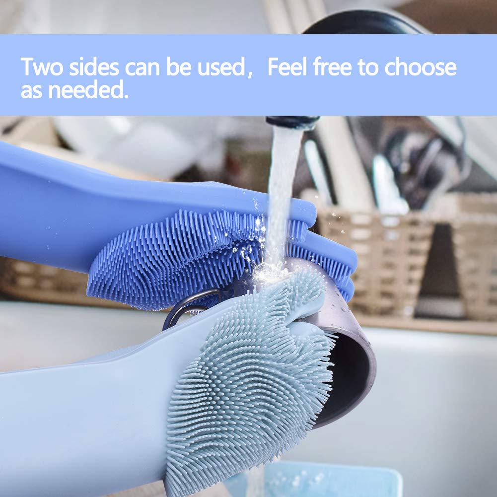1 par handsker køkken silikone rengøringshandsker magisk silikone opvask handske til husholdnings skrubber gummi køkken rent værktøj