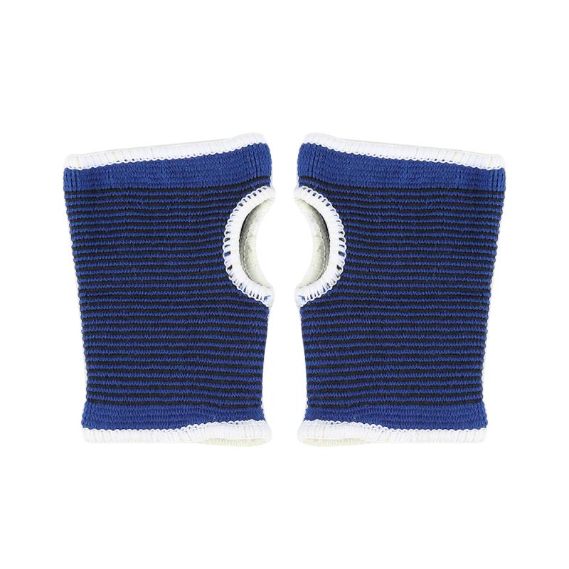 2 Pcs Unisex Blue Palm Wrist Hand Support Glove+Elastic Sweatbands Brace Wraps Guards For Gym Volleyball Badminton Sports Safety