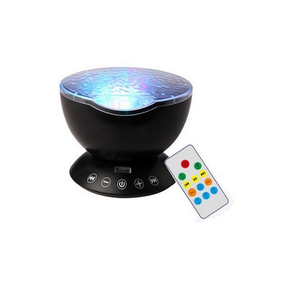 Remote Control Colorful Ocean Wave Projector Round Ocean Wave Daren Projection Lamp: black