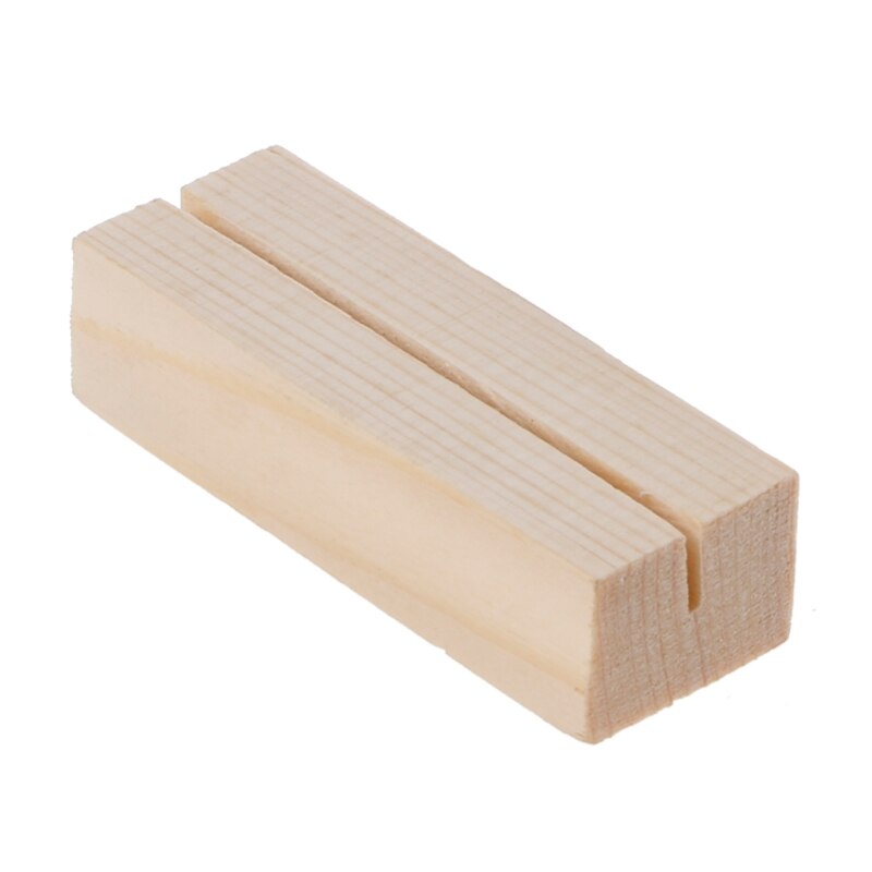 Naturligt træ memo clips fotoholder klemmer stativ kort skrivebord besked håndværk  w15: M