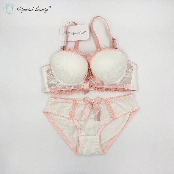 !Special beauty Soft Campus wind Pure Sweet Girlhood As beautiful as first love Push Up Teenage Bra Set: white / 75A