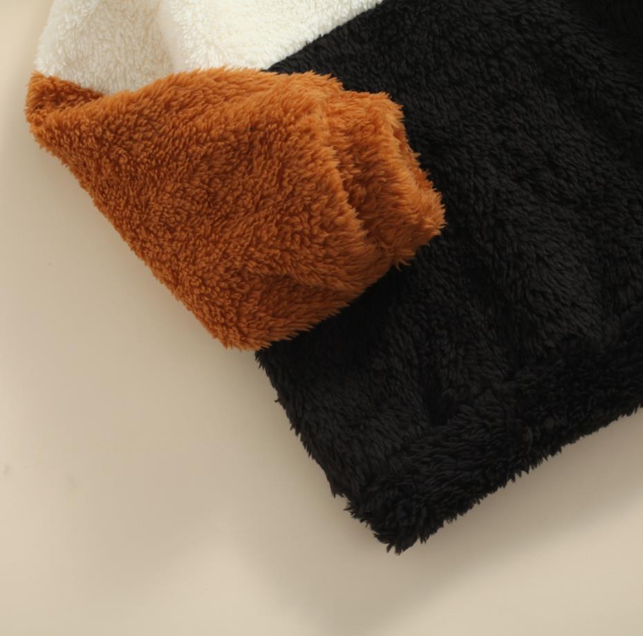 2021 bambini bambini felpa invernale cappotti manica lunga pile impunture cappuccio Patchwork Pullover cotone misto caldo capispalla