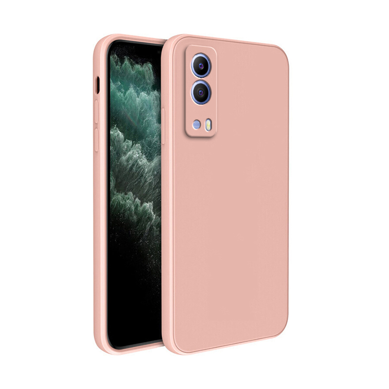 Case voor VIVO Y53S T2 Y72 Y52 Y53ST2 5G Camera Bescherming Vierkante Vloeibare Siliconen Zachte Schokbestendige Luxe cover Funda: PE / Roze