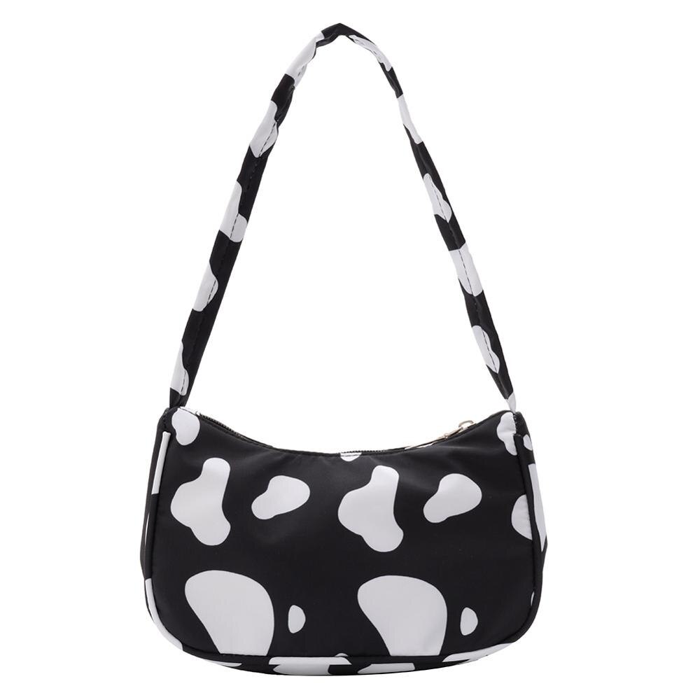 Vrouwen handtas met koeienmelkprint, dames casual schoudertassen, populaire eenvoudige dagelijkse tas voor dames: C