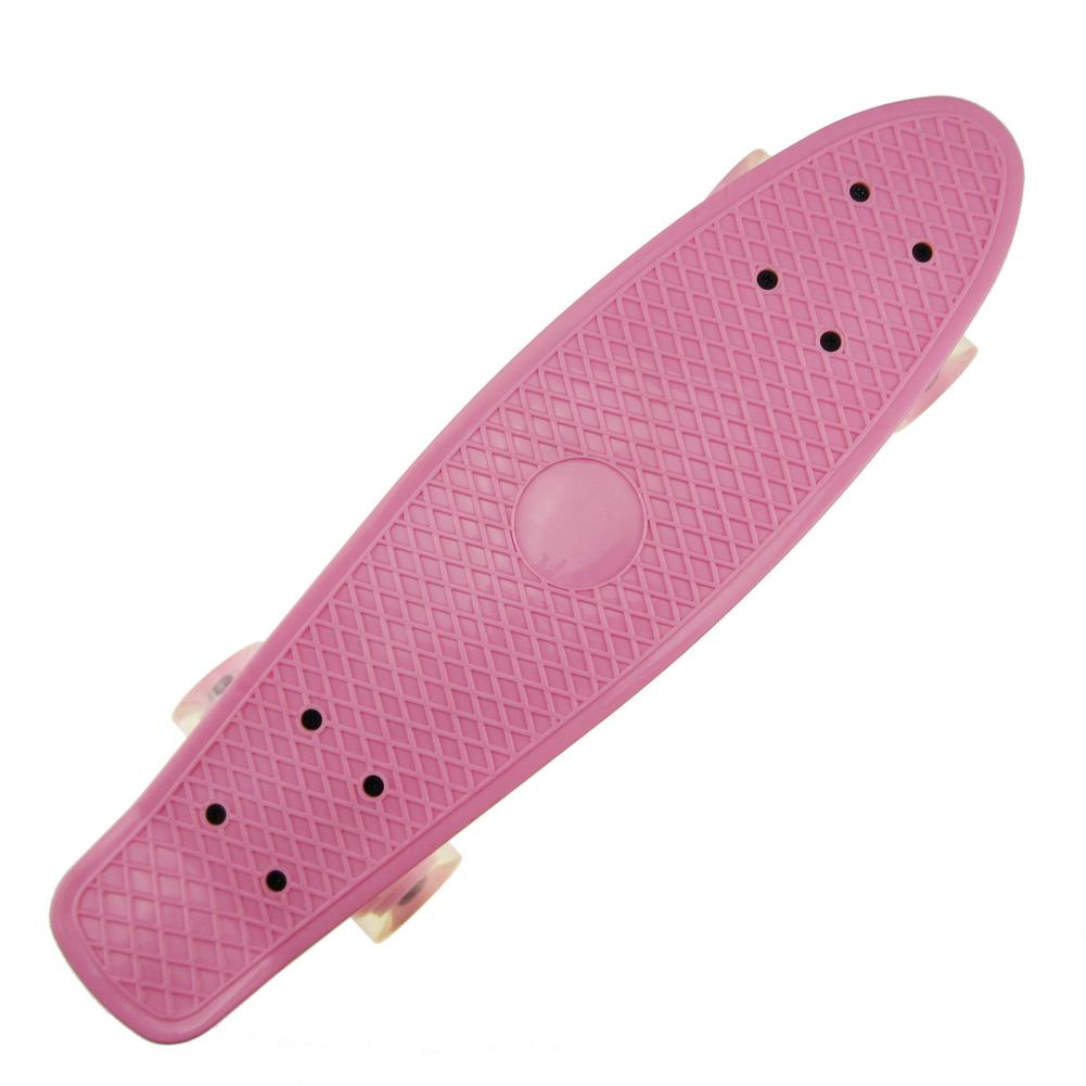 22 tommer mini cruiser skateboard retro longboard skate board komplet led lys blinkende pige dreng børns penny skate board: Lyserød