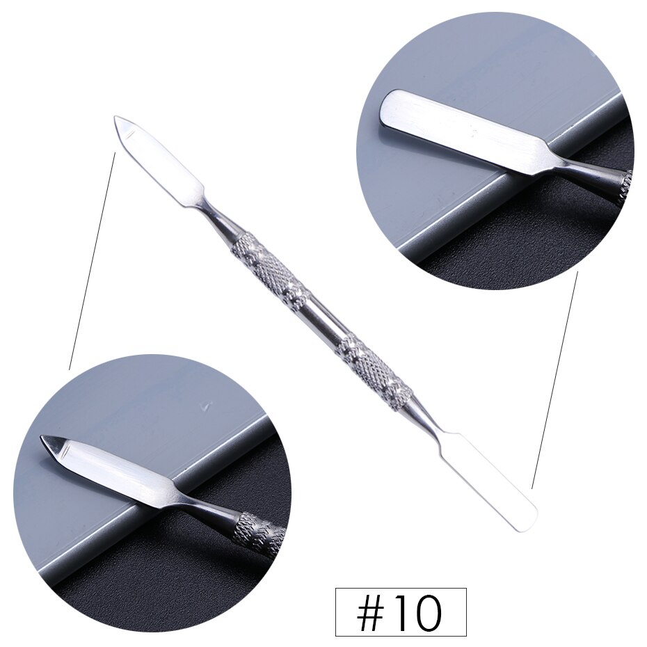 1pcs Dual-end Nail Cuticle Pusher Remover Stainless Steel UV Gel Polish Removal Trimmer Dead Skin Grinding Manicure Tool JI809-1: 10