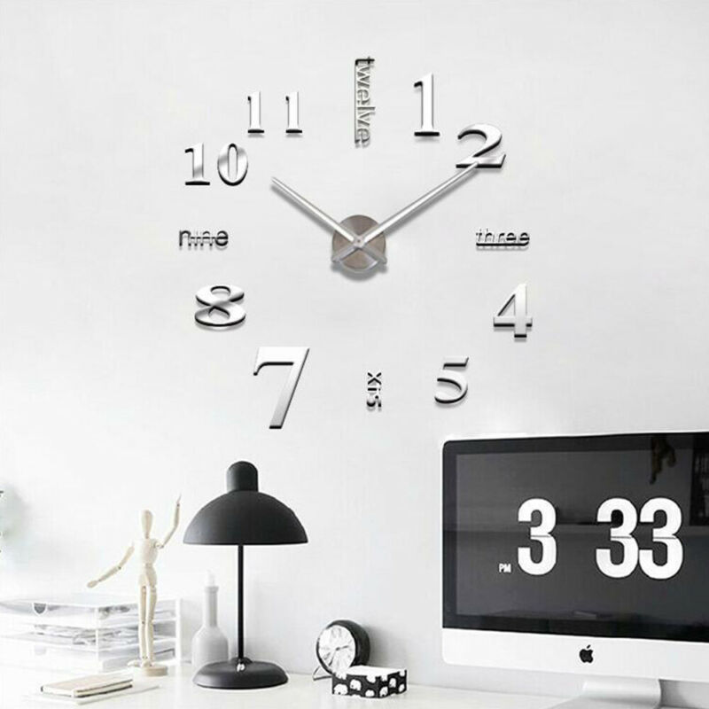 3D Digitale Wanduhr Spiegel Aufkleber Heimat Zimmer Moderne Kunst Deko Zauberstab Aufkleber Uhr