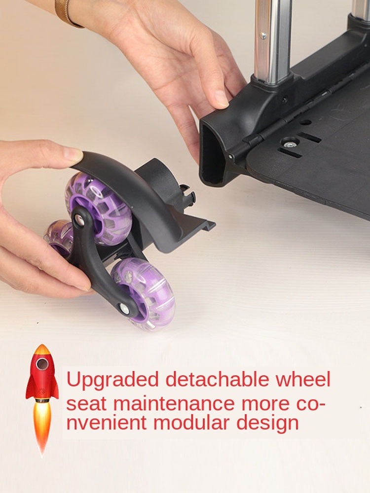 B-LIFE Trolley Cart for School Backpack Folding Hand Truck Solid Construction Utility Cart for Luggage