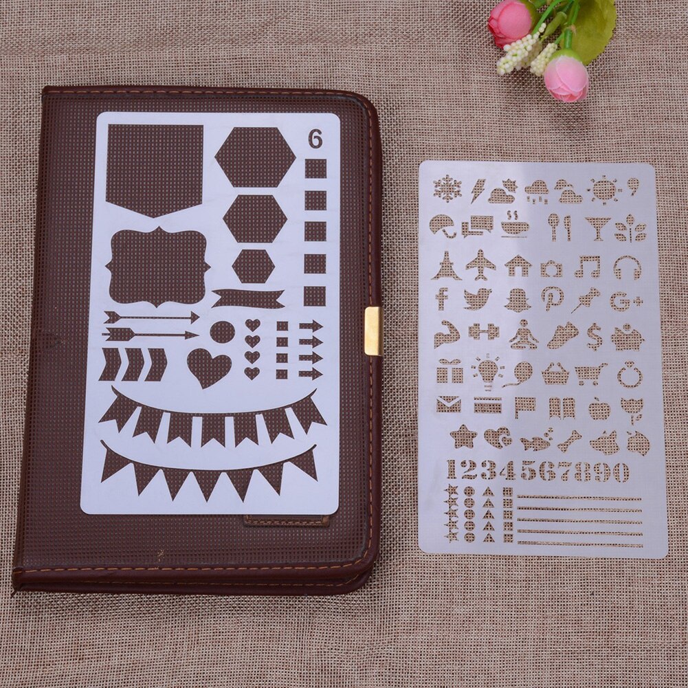 20pcs Notepad Stationery Drawing Template Scrapbook Plastic Office Supplies Craft Art Notebook For Diary Journal Stencils DIY