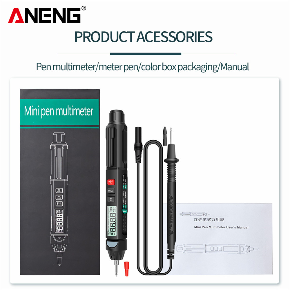 Aneng  a3008 digital multimeter automatisk intelligent sensor penntestare 6000 siffror beröringsfri spänningsmätare multimeter polimetro: Blå