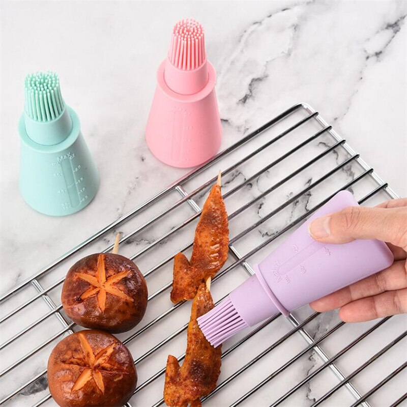 Silicone Baking Bakeware Bread Cook Brushes Pastry Oil Bottle BBQ Basting Brush Tool with Scale Cooking Basting Grill Tools