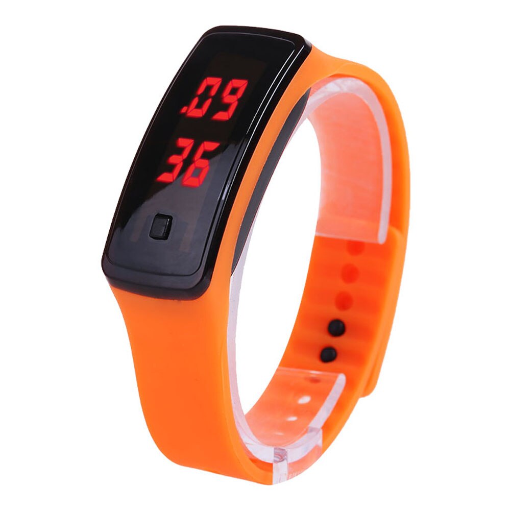 Sport LED Women Watches Candy Color Silicone Rubber Touchscreen Digital Watches Waterproof Bracelet Wrist girl Watch: Orange