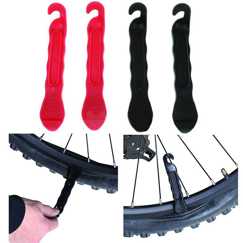 1pc dækhåndtag til cykeldæk, plastik dækhåndtag lirkeåbner breaker nylon dækreparationsværktøj til cykeldæk - sort, rød