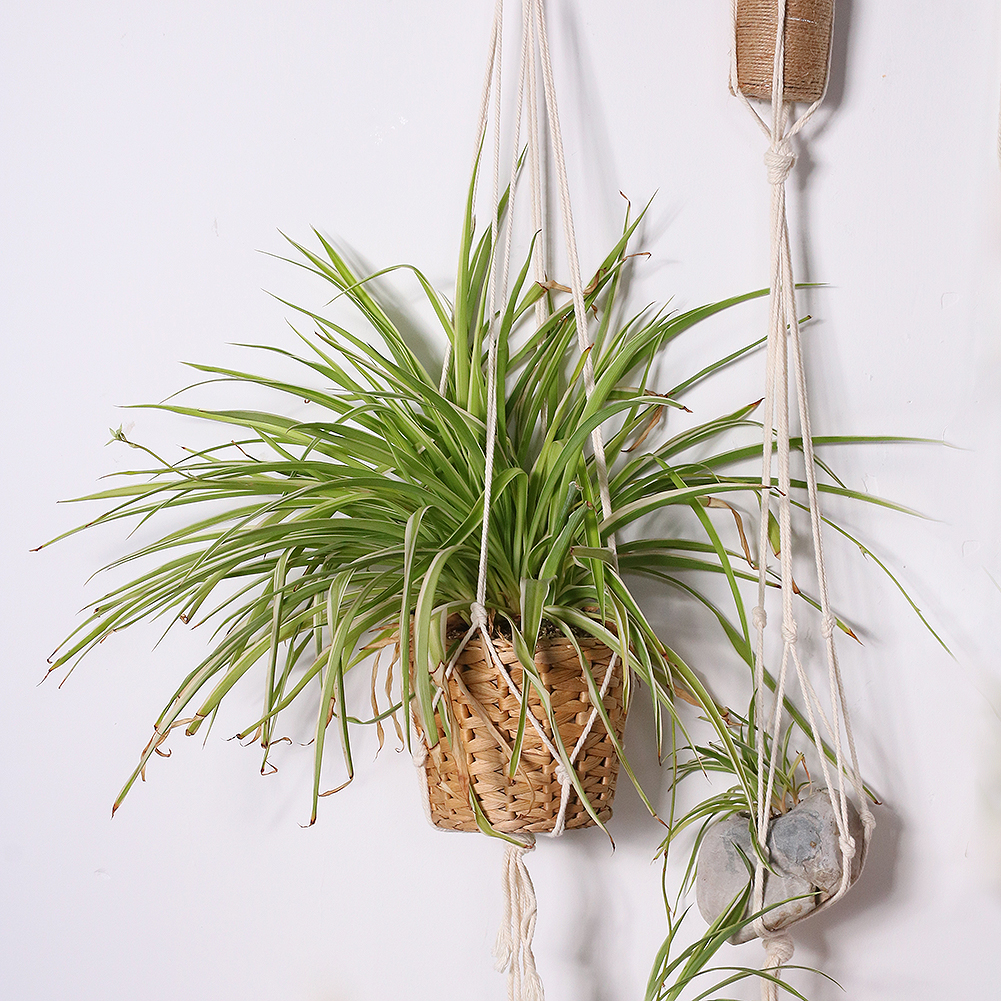 Colgador de macramé para plantas, Cestas colgantes para plantas, decoración Bohemia para el hogar, soporte para plantas de pared, cesta de cuerda, decoraciones para balcón