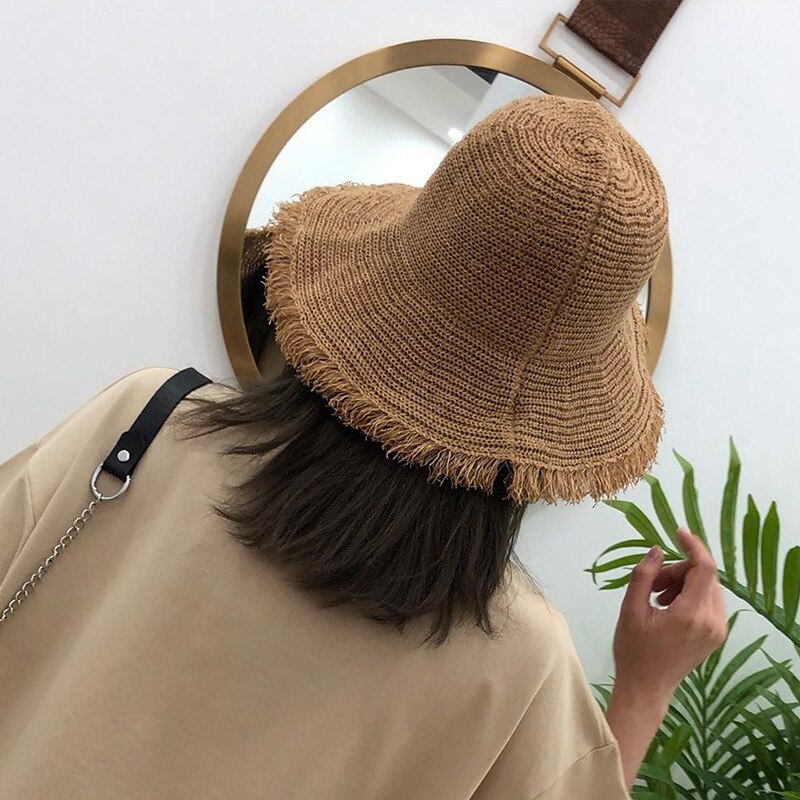 Sombreros Boater de verano para mujeres, sombrero de paja para mujeres y niñas, sombrero de playa de encaje Panma, sombrero flexible plegable de viaje para mujeres