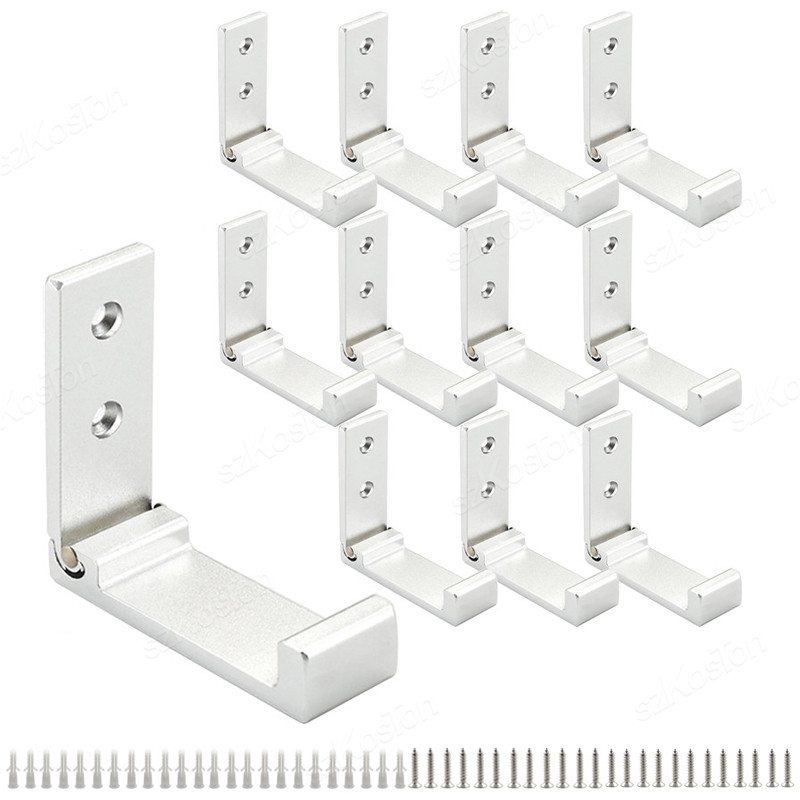 Gancho de pared plegable, bata oculta, toalla, abrigo, gancho de aleación de aluminio para el hogar, cocina, baño, colgador de toallas negro y plateado