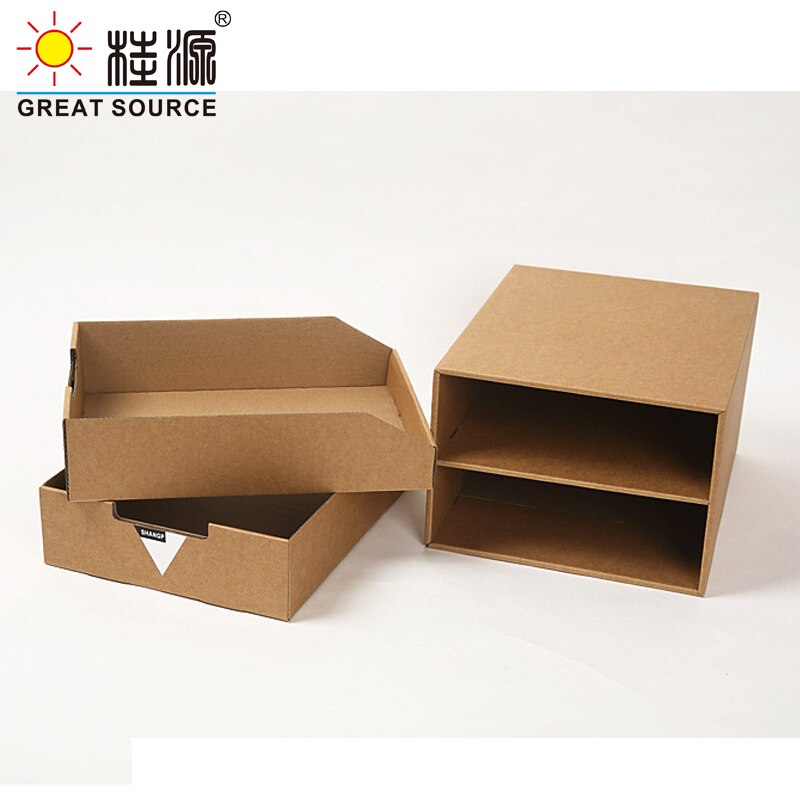 2 Layers Storage Composable Cabinet Office 2 Drawers Corrugate Foldable Home Storage Kraft Paper Environment Friendly(2PCS)