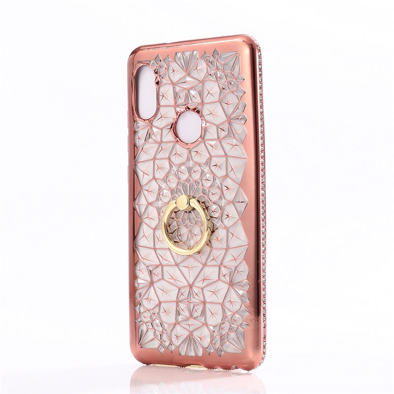 Pour Xiao mi mi 6X 5X A1 A2 étui plaqué strass coque en silicone pour rouge mi Note 5 6A 6 Pro 5 Plus étui de support de bague de paillettes: for Redmi Note 5 / Rose Gold