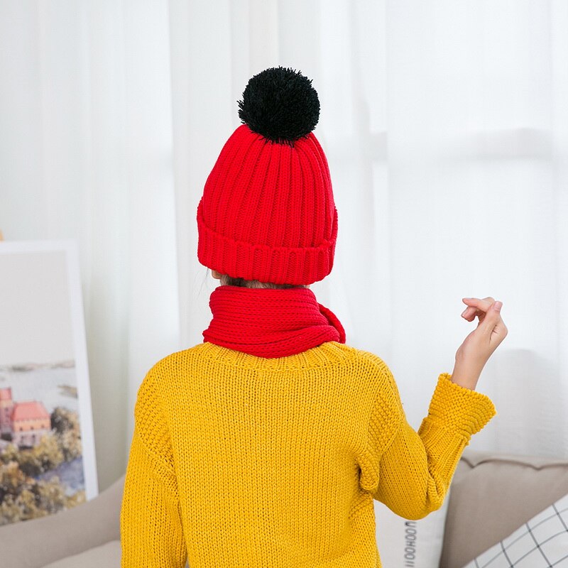 Children Knitted Hats & Scarves Sets Hailball Beanies Knit Kids Winter 2 Pcs Set Winter Hats For Children Hat Winter