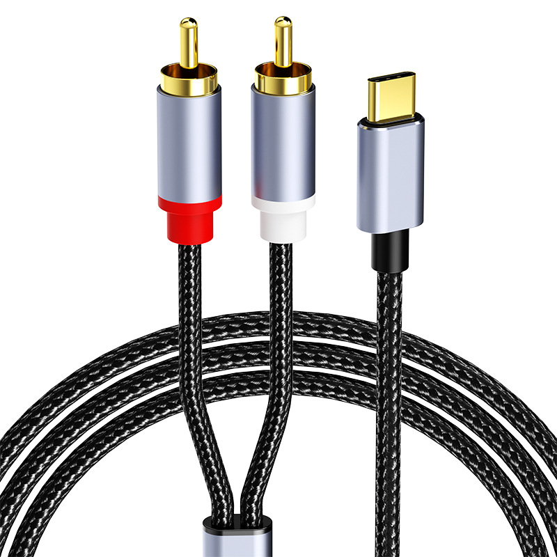 Cable RCA de 3,5mm, conector tipo C a 2 RCA, Cable de Audio auxiliar de 3,5mm a 2 RCA, adaptador macho divisor para TV Box, apple tv, altavoz: Rojo / 1,5 m