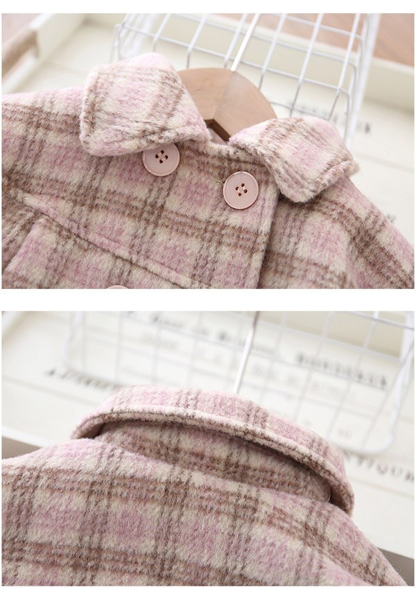 Piger plaid trenchcoat børne efterår vinter uld frakke  -10 grader koreansk version af