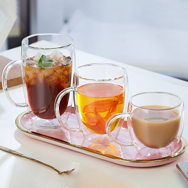 Tasse en verre à Double paroi de 150 à 450ML, 2-6 pièces, isolation créative, verres à boisson, Transparent, café, lait, eau, bière, boisson, tasse, outil de Bar,